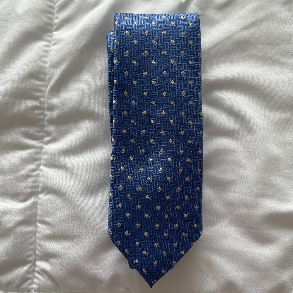 Michael Kors Men's Silk Polyester Blue Tie Circle Pattern Party Office Preppy